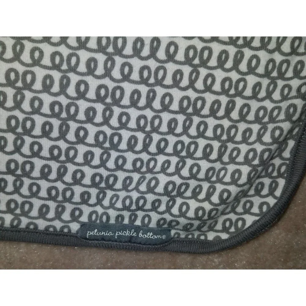 Petunia Pickle Bottom Gray White Spiral Receiving Blanket Lovey SPOT AS IS
